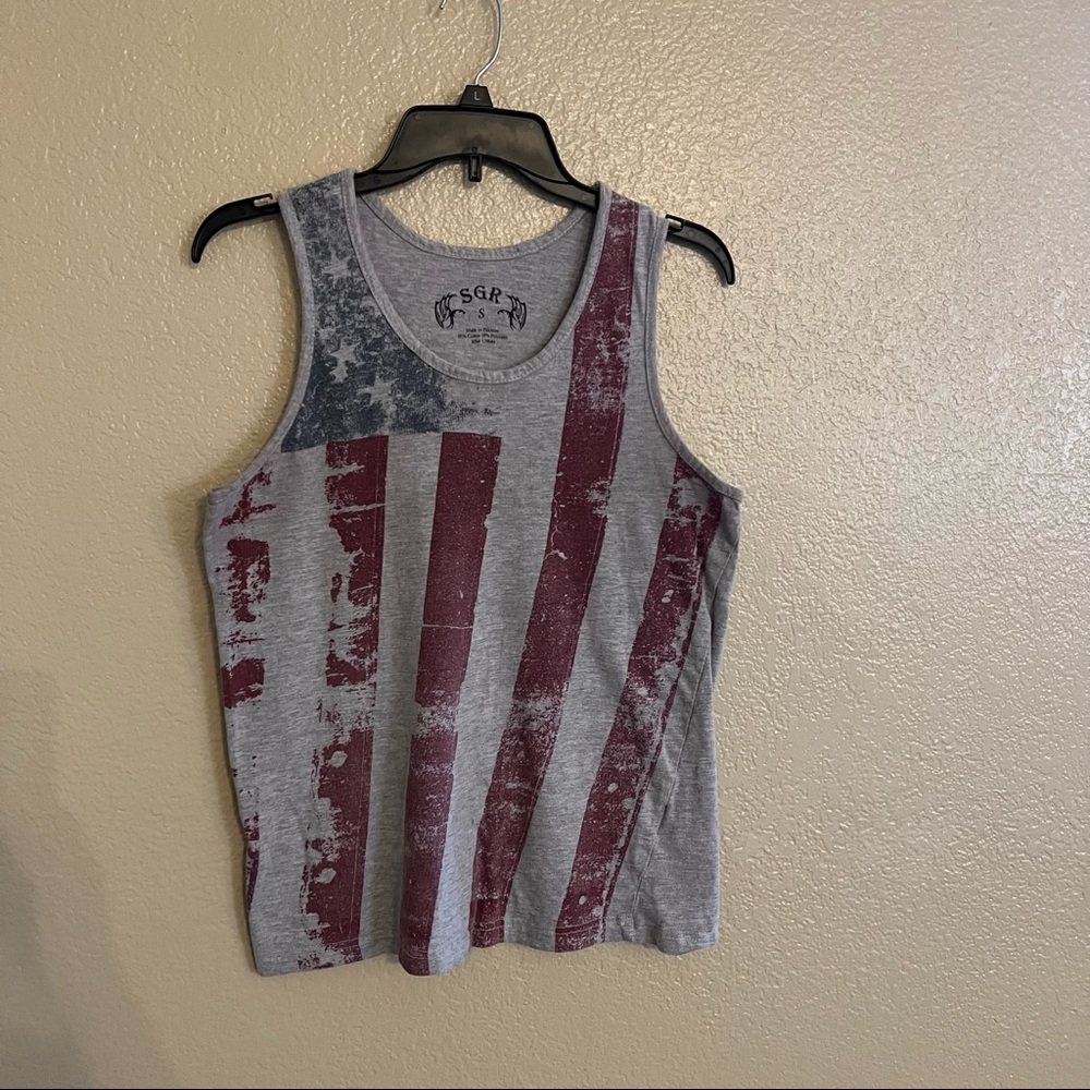 SGR Gray Red and Blue American Flag Tank Top